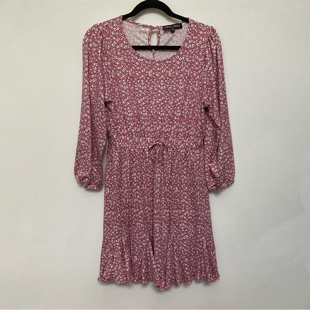 Stella & Sienna Trixxi Pink, White Floral Long Sleeve Ruffle Dress Size 16